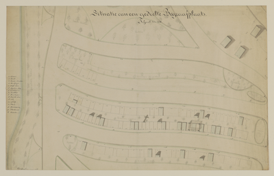 216697 Plattegrond van een gedeelte van de Eerste Algemene Begraafplaats Soestbergen (Gansstraat) te Utrecht; met ...